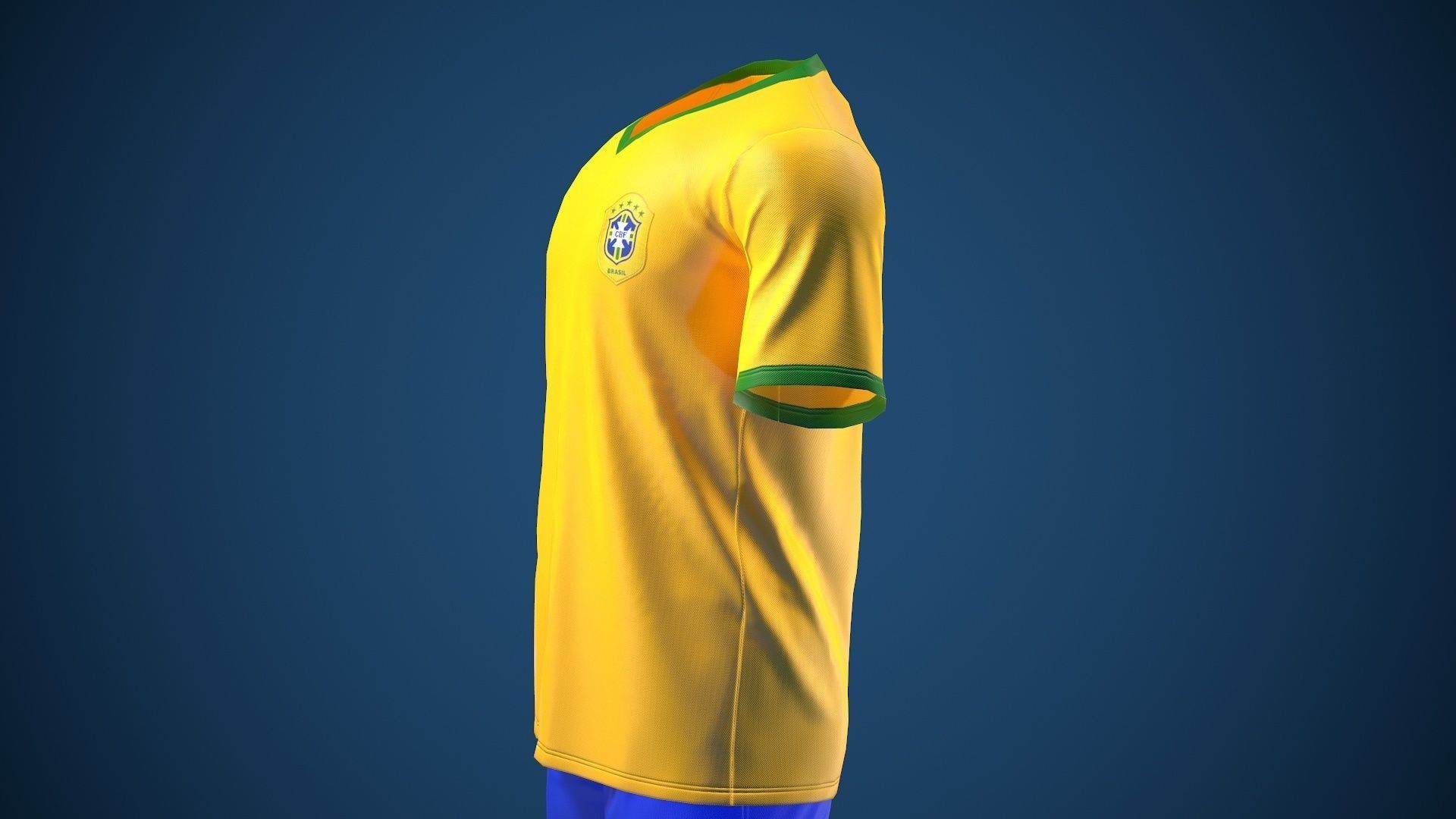 Football Jersey full outfit Brazil Team Sports Low-poly 3D model_39