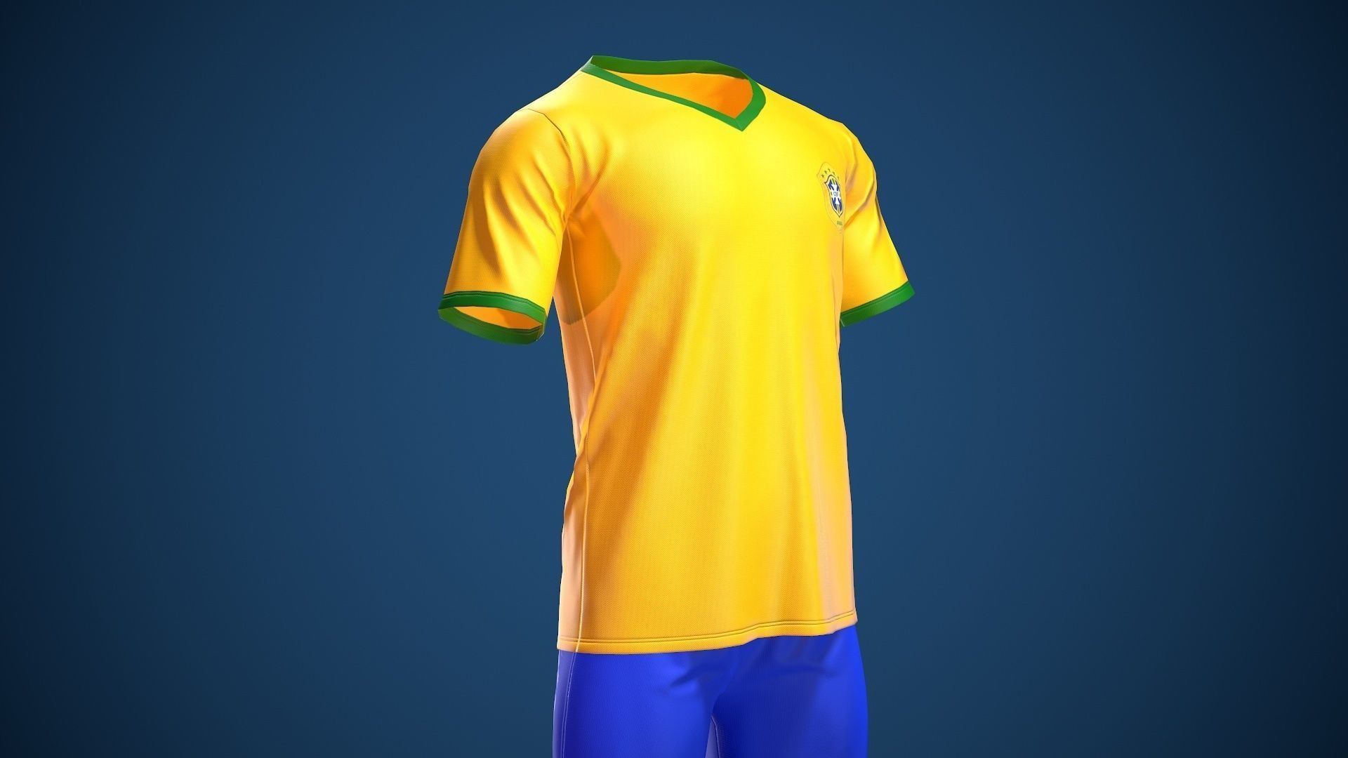 Football Jersey full outfit Brazil Team Sports Low-poly 3D model_43