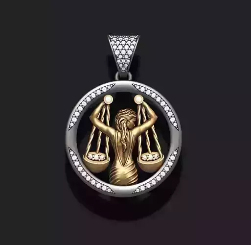Horoscope Libra pendant with gems 3D print model