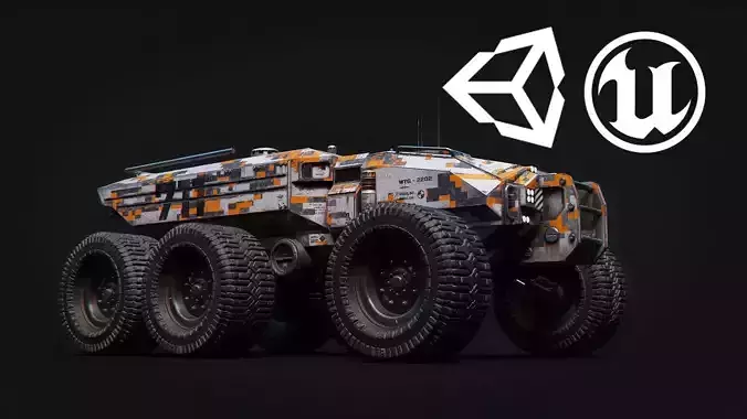 Technical Vehicle Unreal Engine Rigged UE4  8K Textures Low-poly 3D model