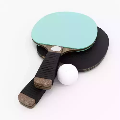 Leather and Walnut Table Tennis Paddles 3D model
