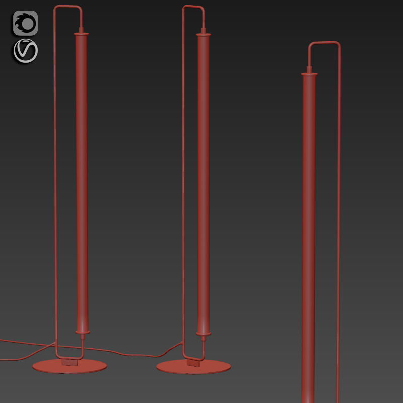 Linear Metal Led Floor Lamp 3D model_2