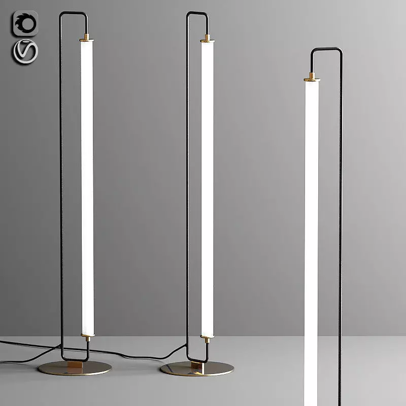 Linear Metal Led Floor Lamp 3D model_0
