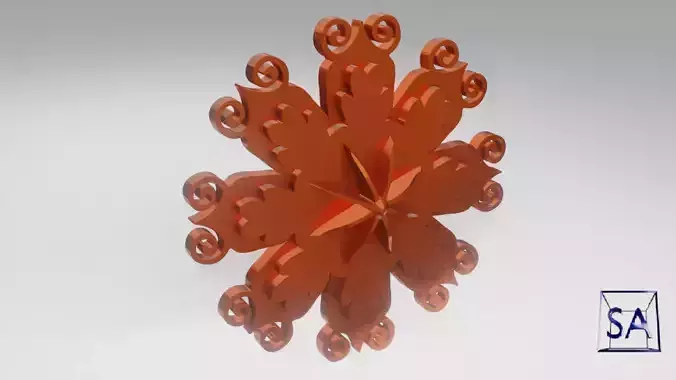Ornament 3d Print Model orange snowflake