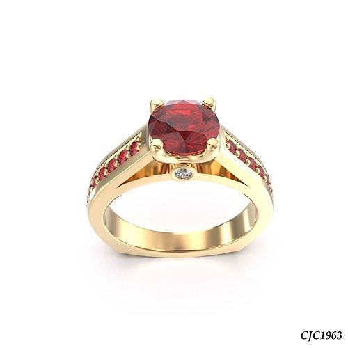 CJC1963 Ladies womans womens diamond ruby emerald Rings 3D print model