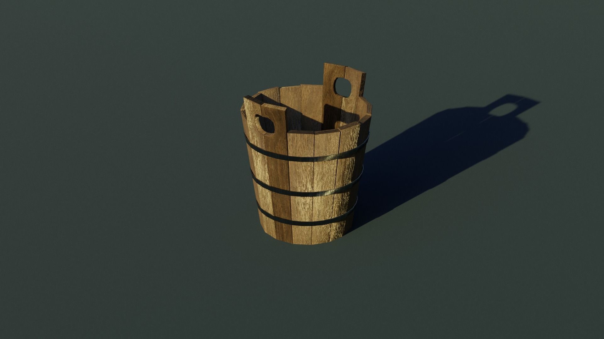 Wooden bucket Low-poly 3D model_1