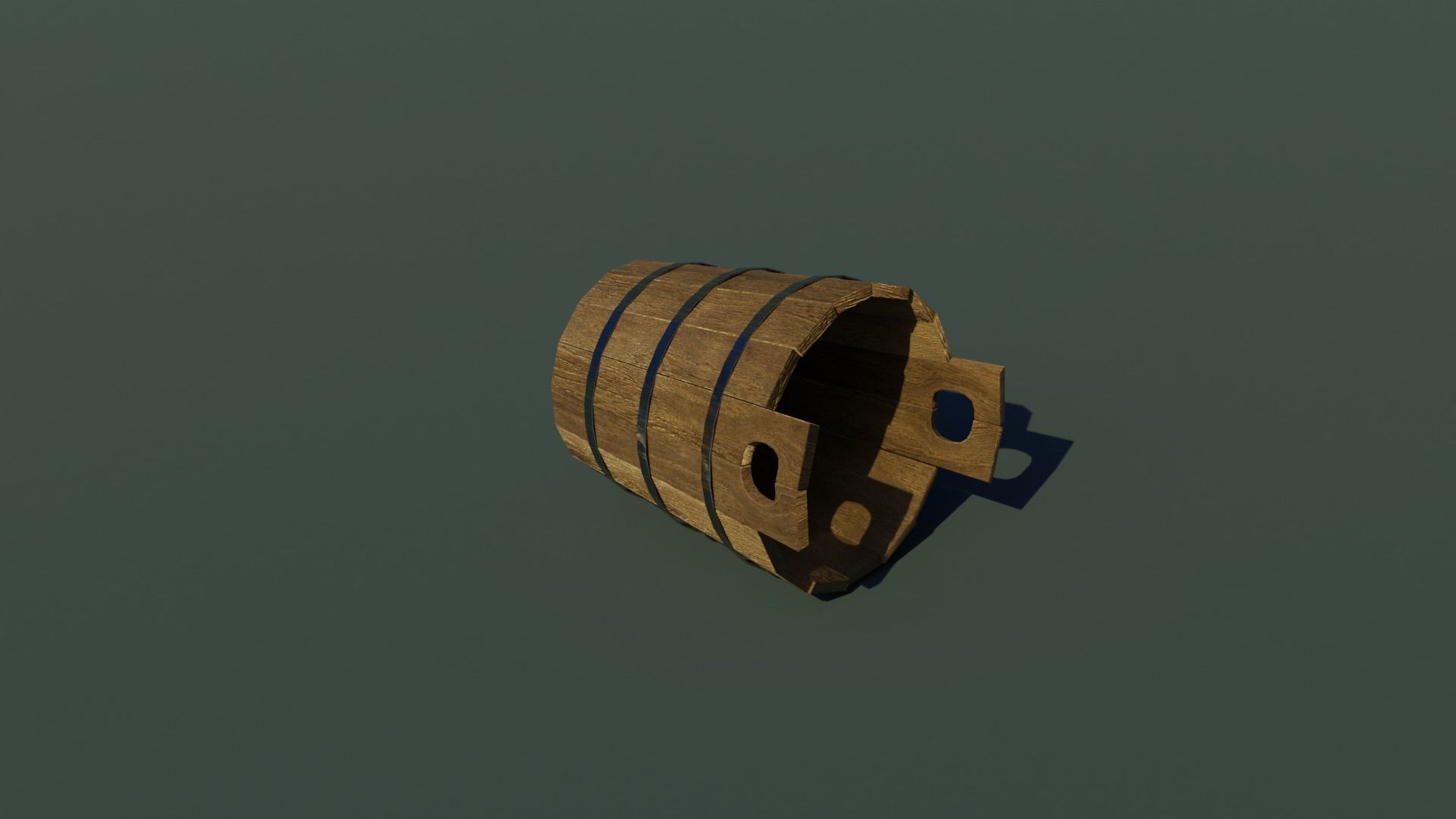 Wooden bucket Low-poly 3D model_4