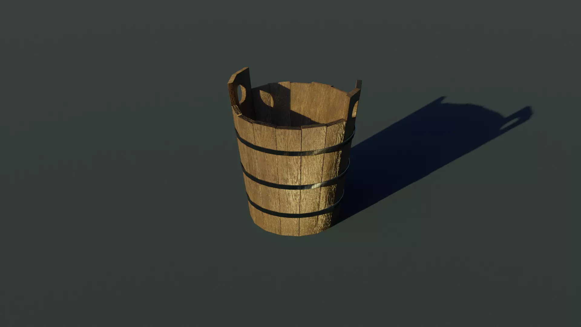 Wooden bucket Low-poly 3D model_0