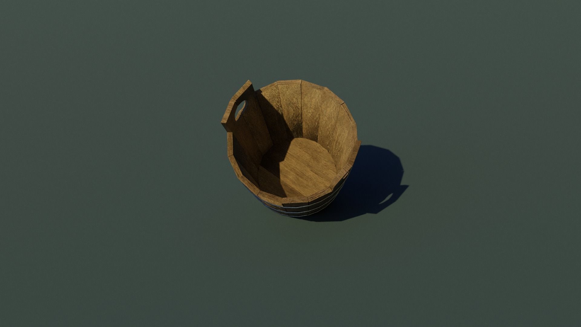 Wooden bucket Low-poly 3D model_2