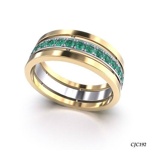 CJC192 Ladies womans womens diamond ruby emerald Rings 3D print model