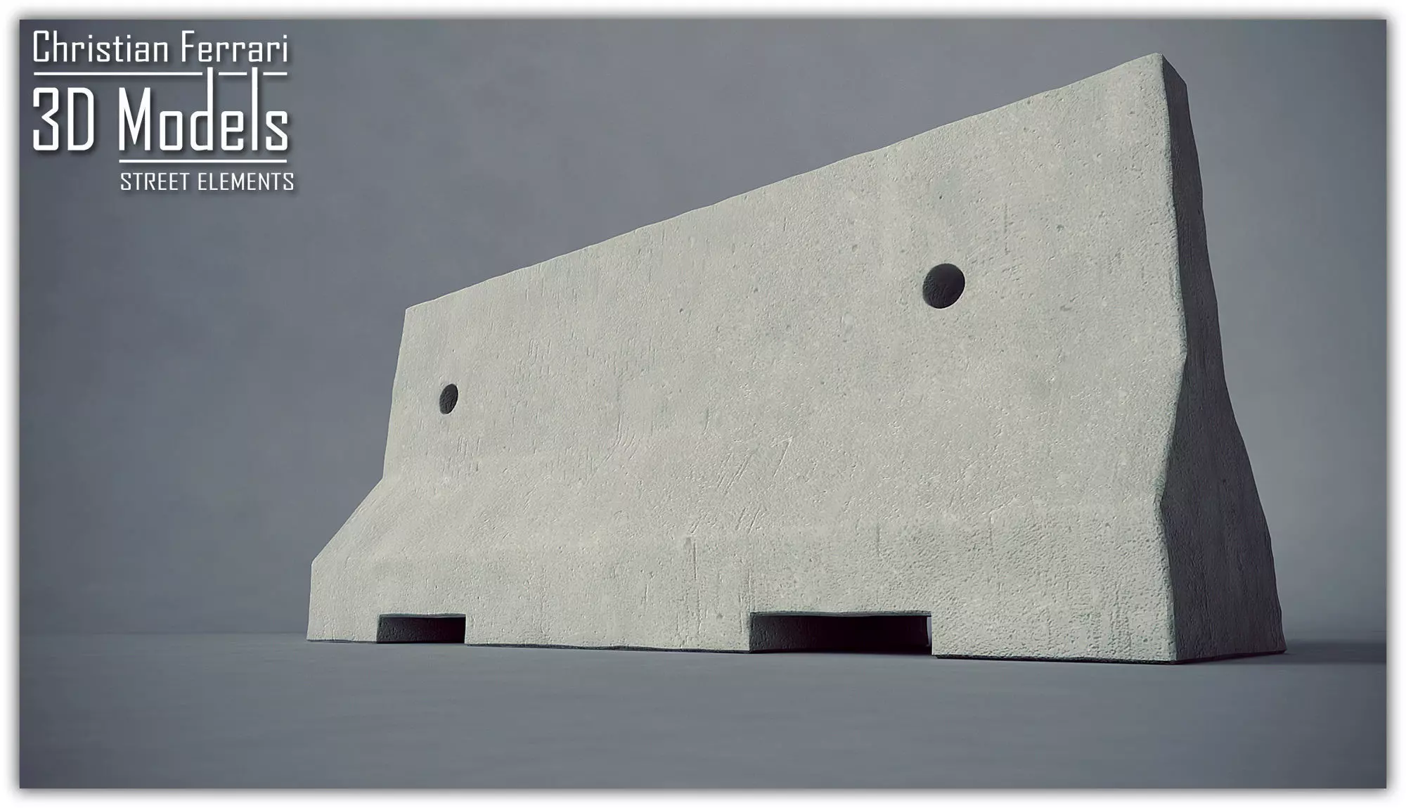 Road Barrier Low-poly 3D model_0