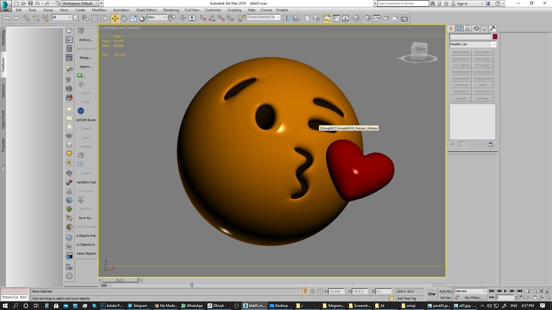 Emoji Face Blowing a Kiss 3D model_3