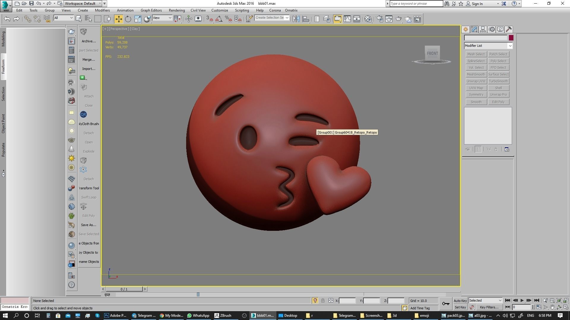 Emoji Face Blowing a Kiss 3D model_20
