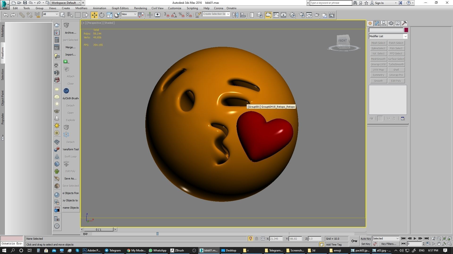 Emoji Face Blowing a Kiss 3D model_4