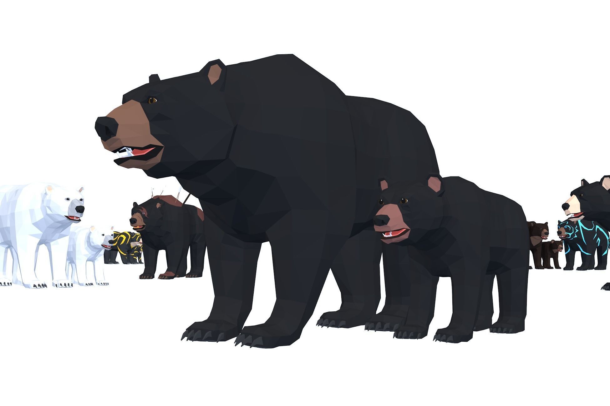 LowPoly Bear pack Low-poly 3D model_1