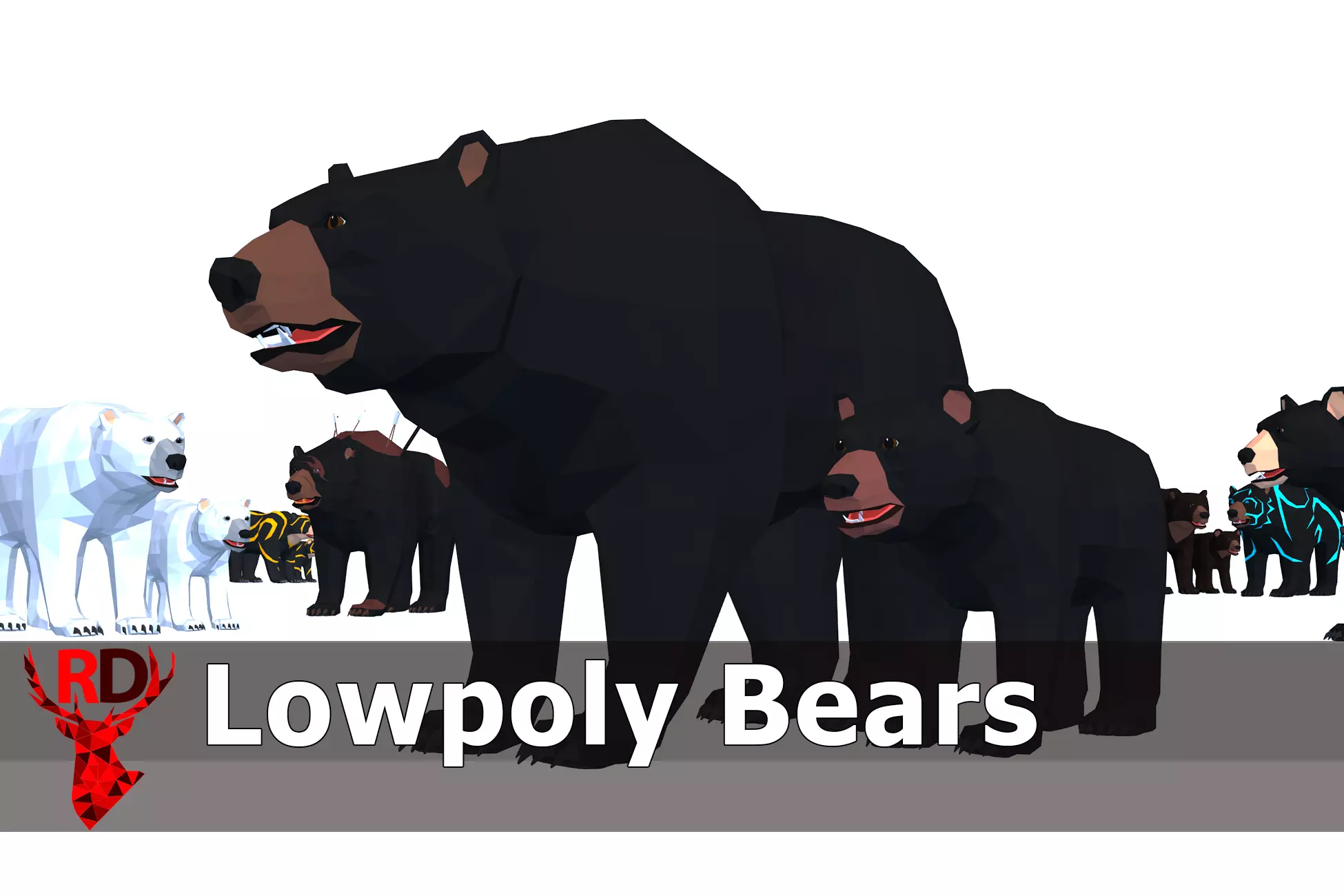 LowPoly Bear pack Low-poly 3D model_0