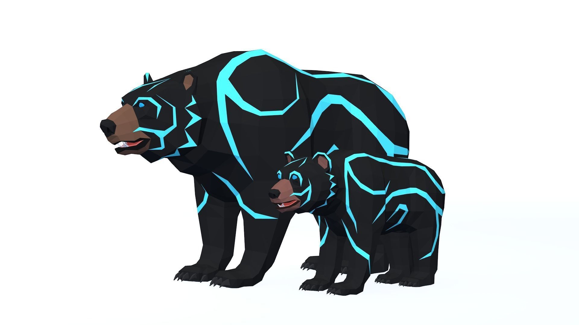 LowPoly Bear pack Low-poly 3D model_7