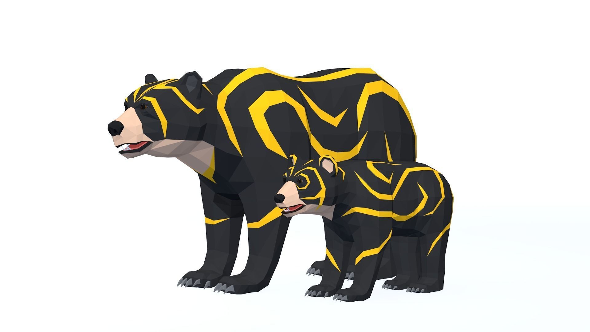 LowPoly Bear pack Low-poly 3D model_6