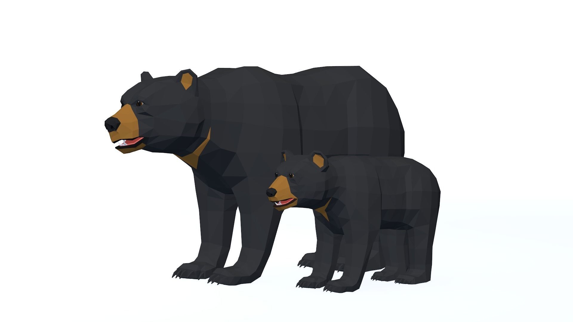 LowPoly Bear pack Low-poly 3D model_9