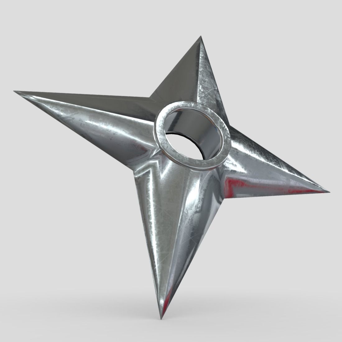 Shuriken 3 metal star Low-poly 3D model_10