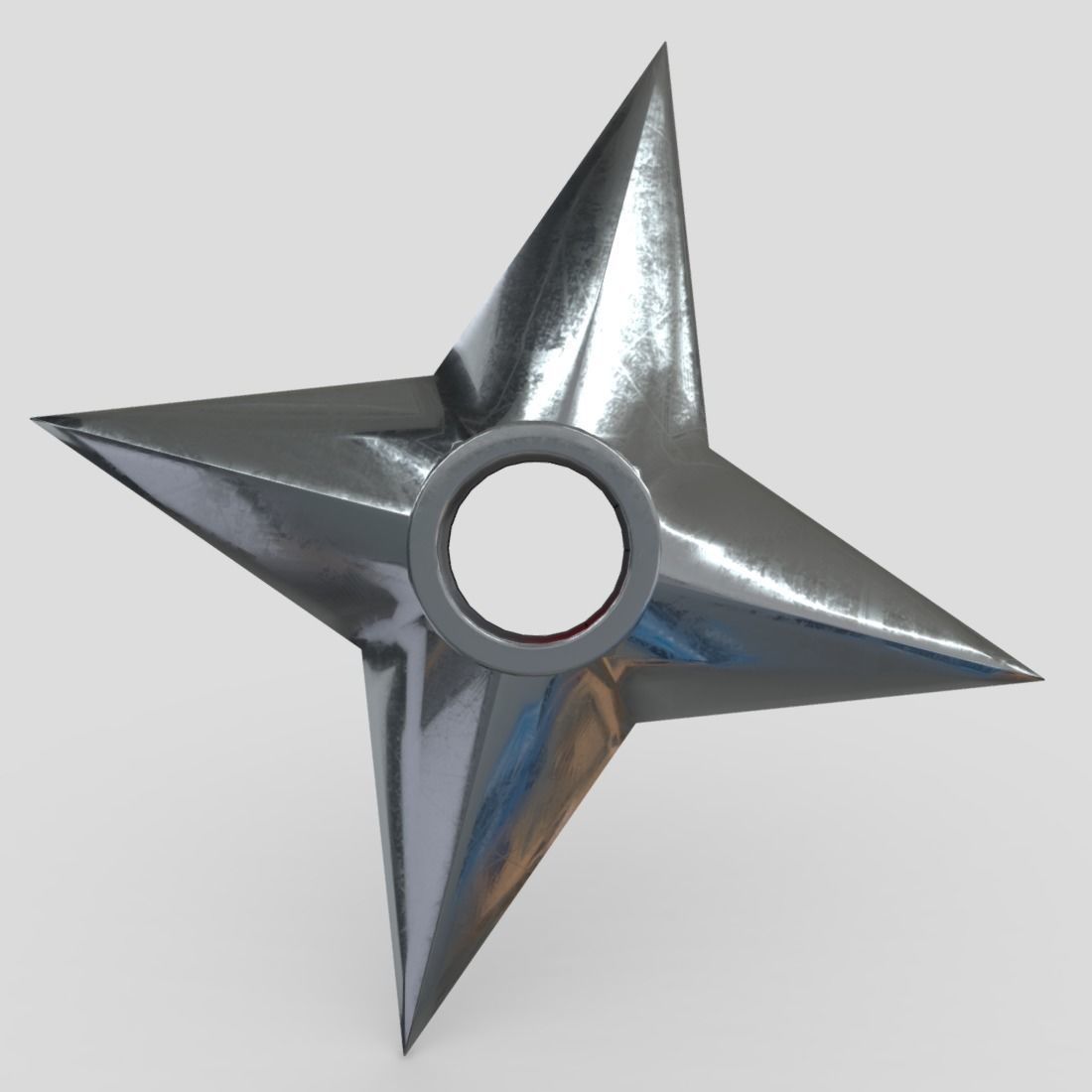 Shuriken 3 metal star Low-poly 3D model_2