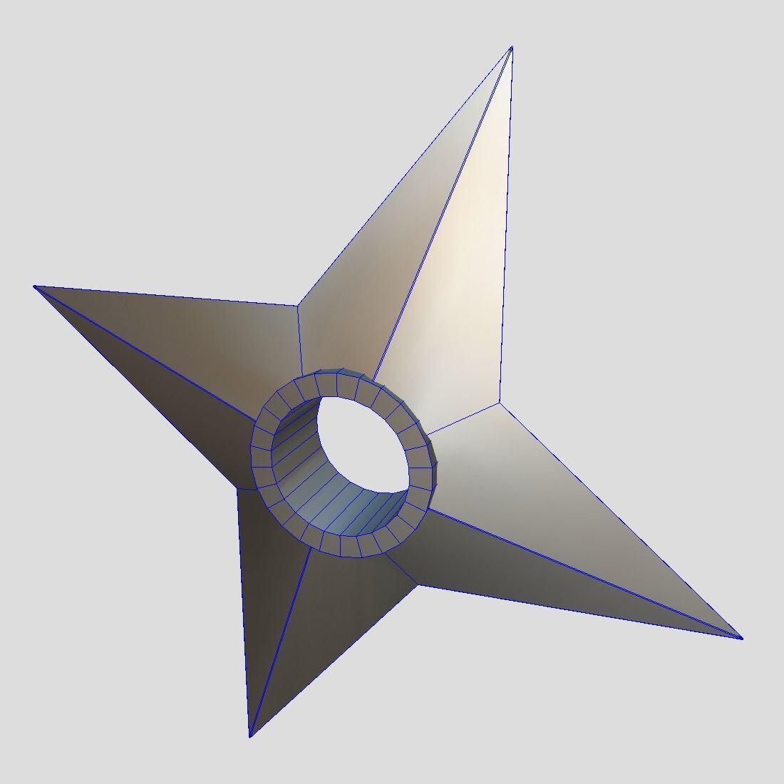 Shuriken 3 metal star Low-poly 3D model_5