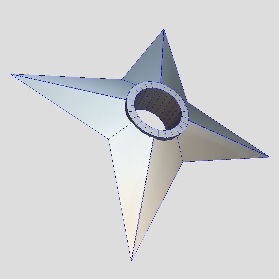 Shuriken 3 metal star Low-poly 3D model_11