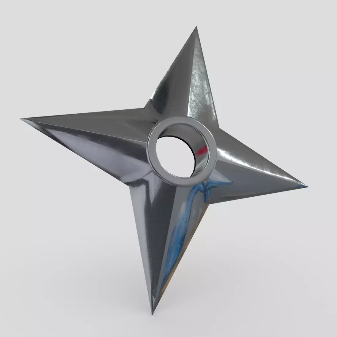 Shuriken 3 metal star Low-poly 3D model_0