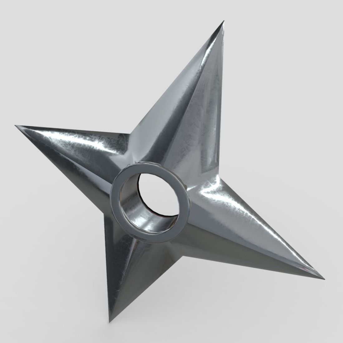 Shuriken 3 metal star Low-poly 3D model_4