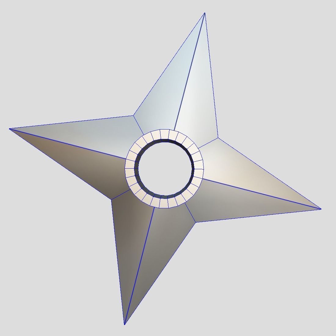 Shuriken 3 metal star Low-poly 3D model_3