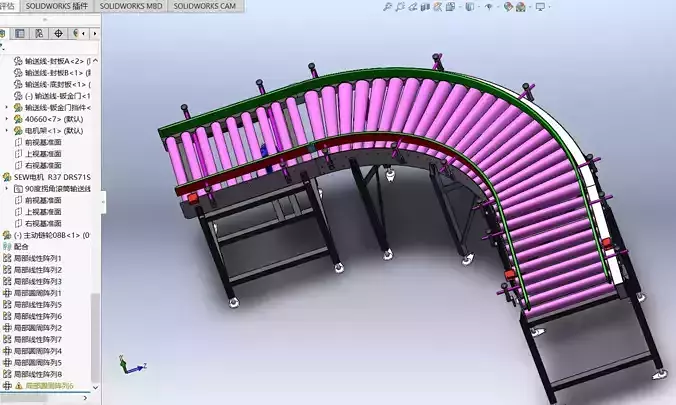 90 degree turning roller conveyor line