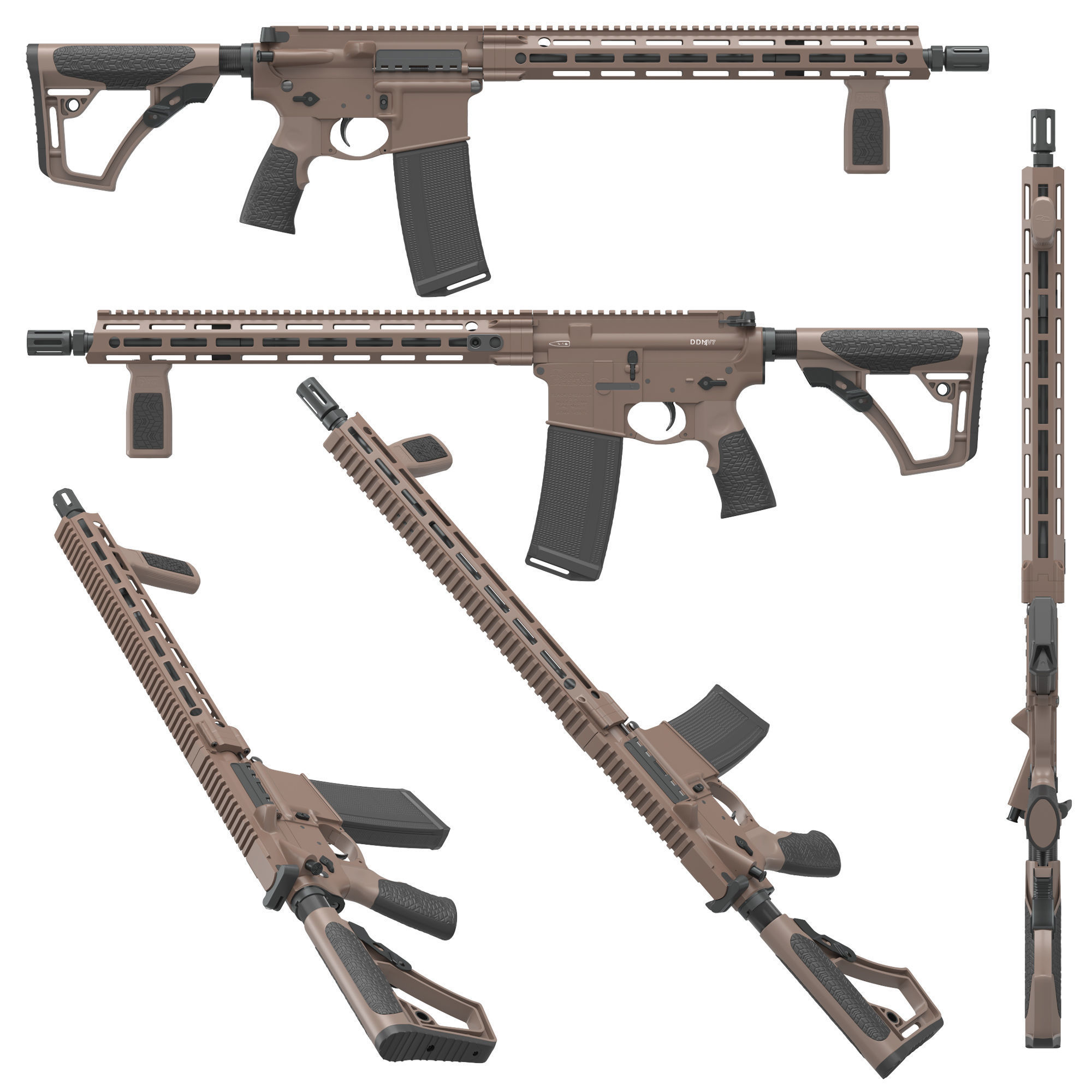 Adm Rifle Tan 3d model DDM4V7 rifle - tan 3D model | CGTrader