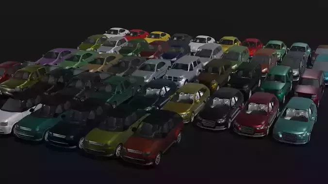 Generic Passenger Car With Interior 3D Models Pack Low-poly 3D model