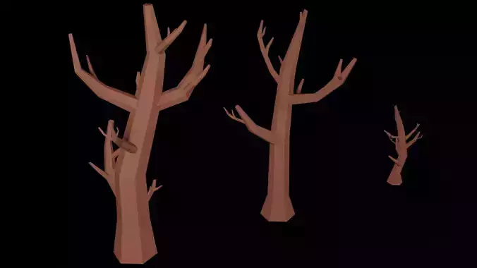 lowpoly trees three bare