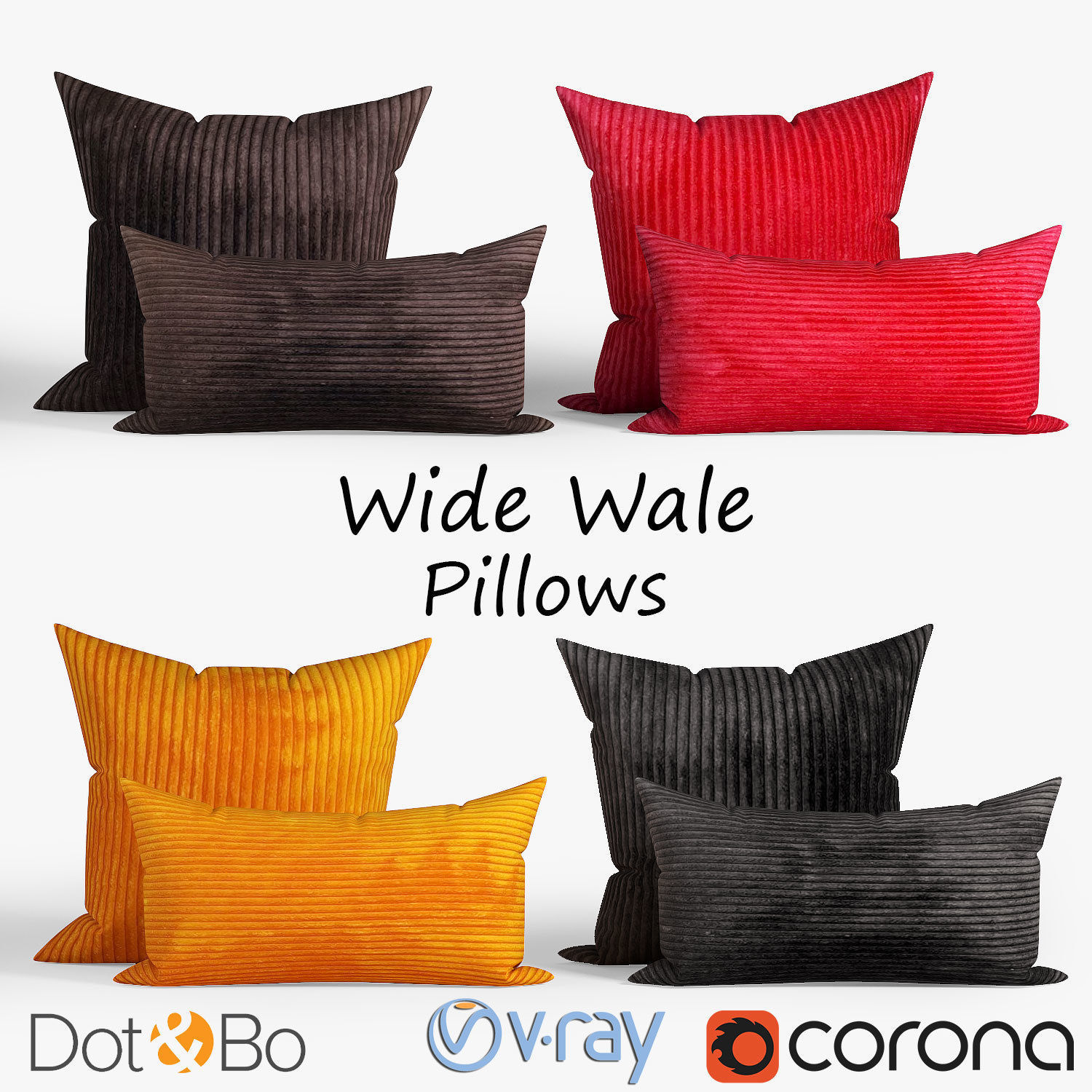 Decorative pillows set 036 3D model_1