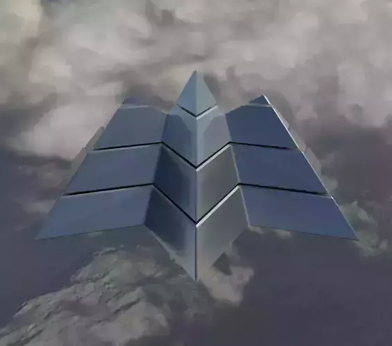 Silver Futuristic Pyramidal Build Low-poly 3D model