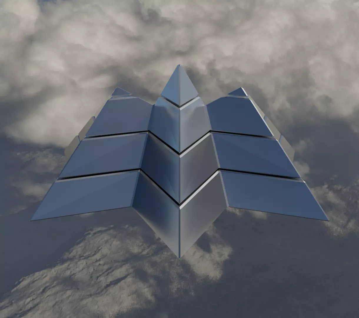 Silver Futuristic Pyramidal Build Low-poly 3D model_0