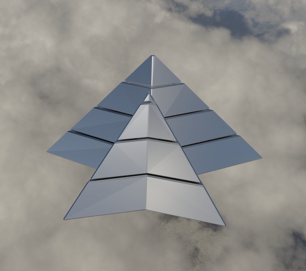 Silver Futuristic Pyramidal Build Low-poly 3D model_15
