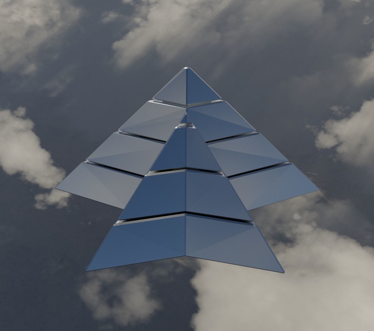 Silver Futuristic Pyramidal Build Low-poly 3D model_5