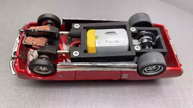 adjustable slot car chassis 3D print model