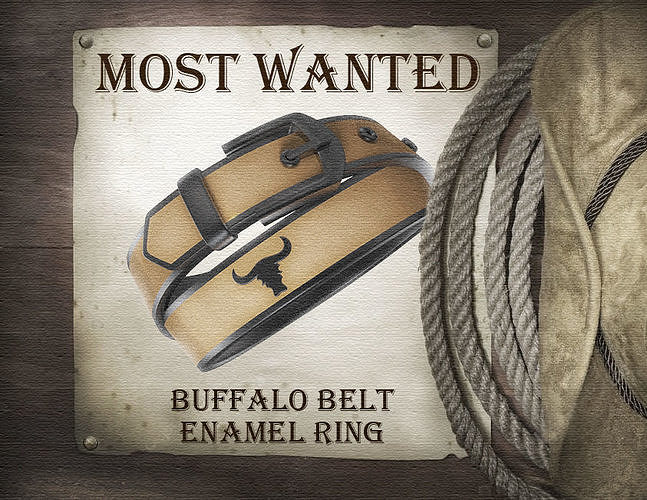 Buffalo belt enamel ring 3D print model