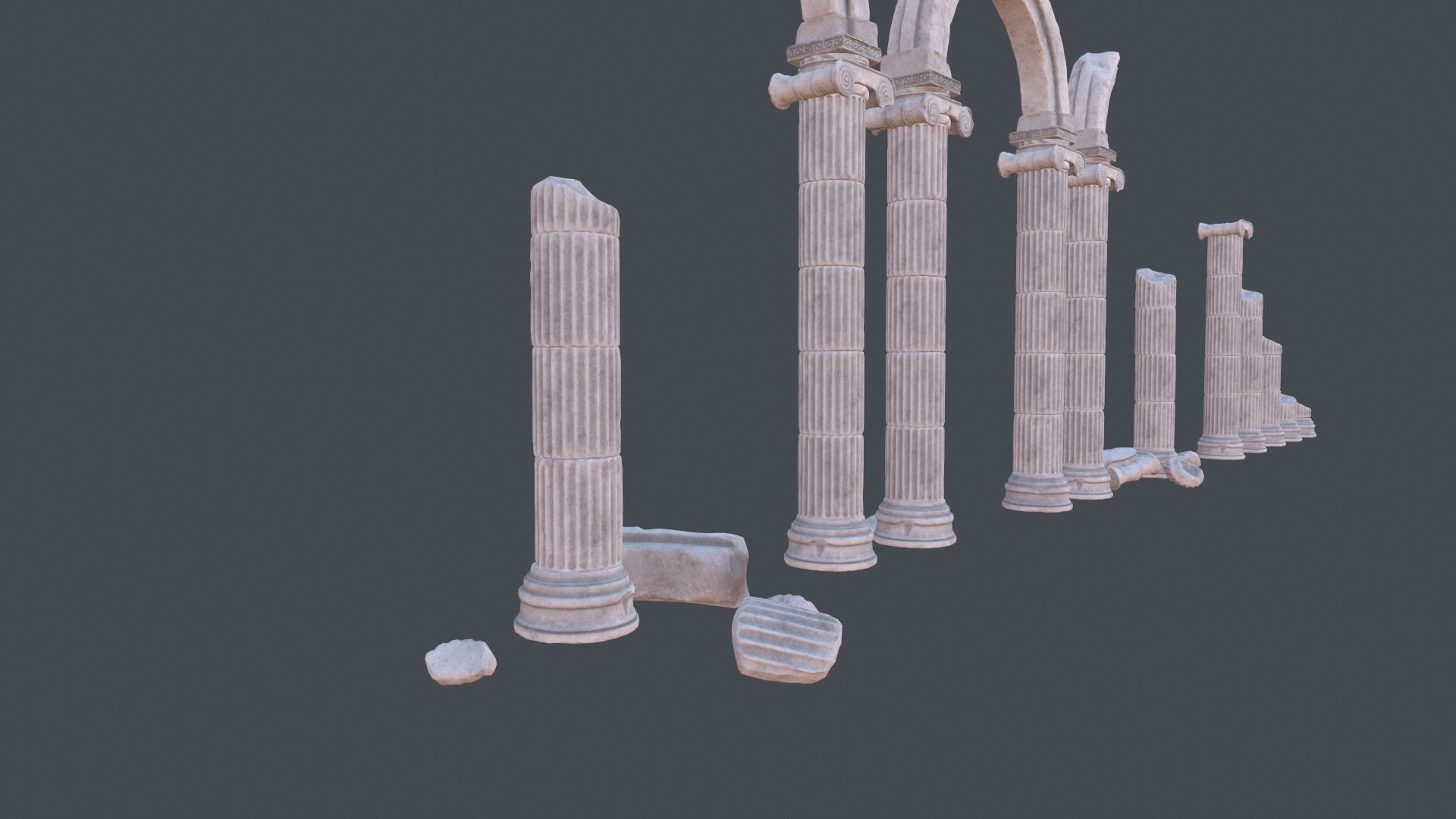 Modular Ruined Columns PBR Low-poly 3D model_3