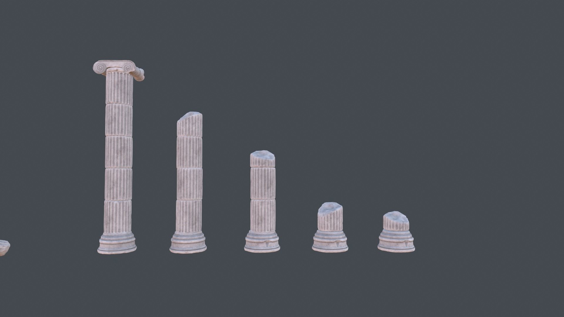 Modular Ruined Columns PBR Low-poly 3D model_2