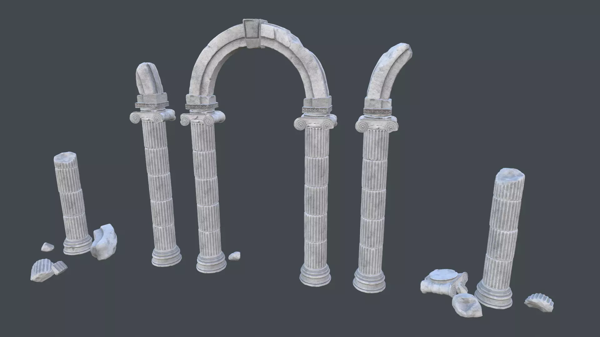 Modular Ruined Columns PBR Low-poly 3D model_0