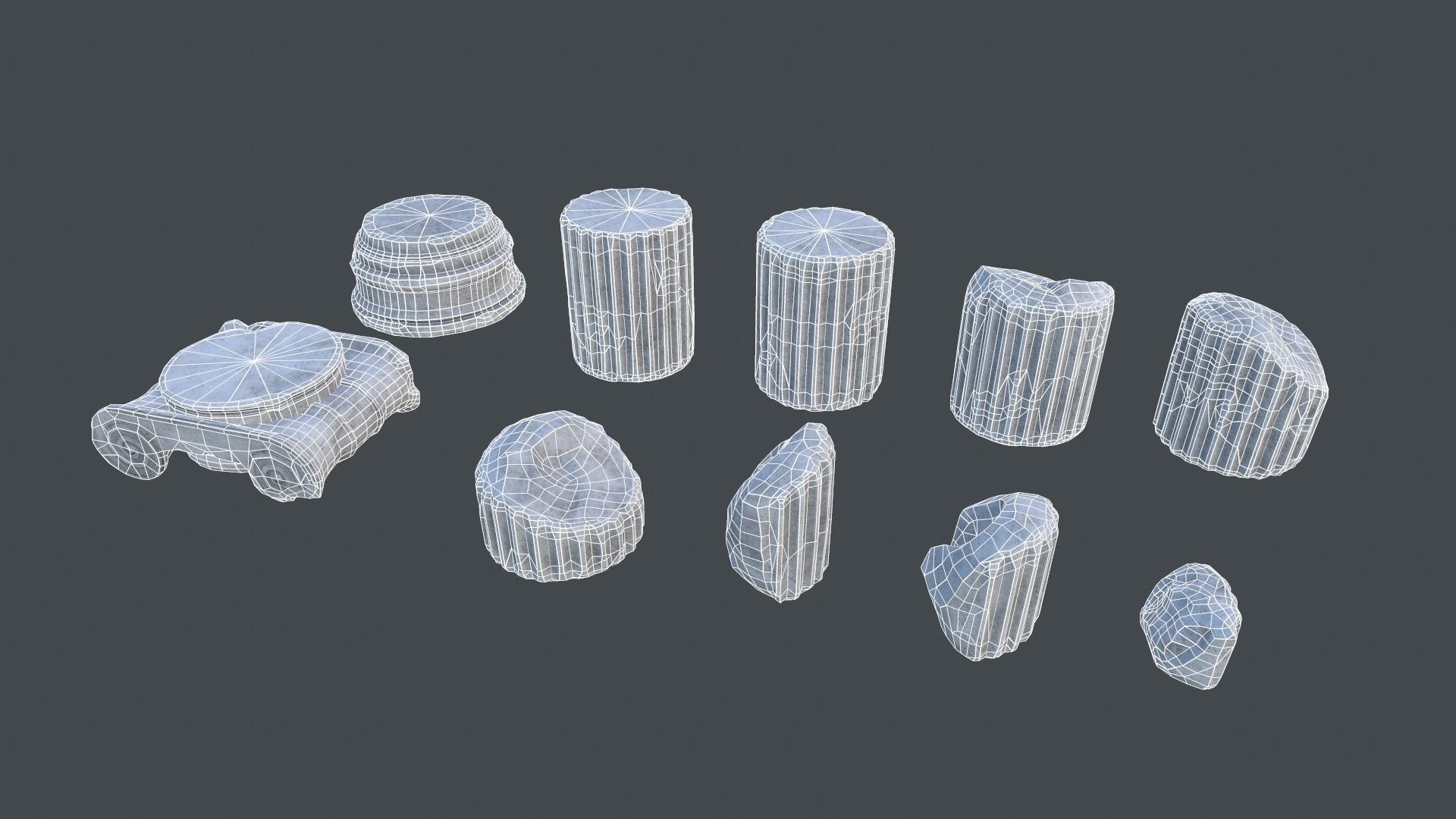 Modular Ruined Columns PBR Low-poly 3D model_7