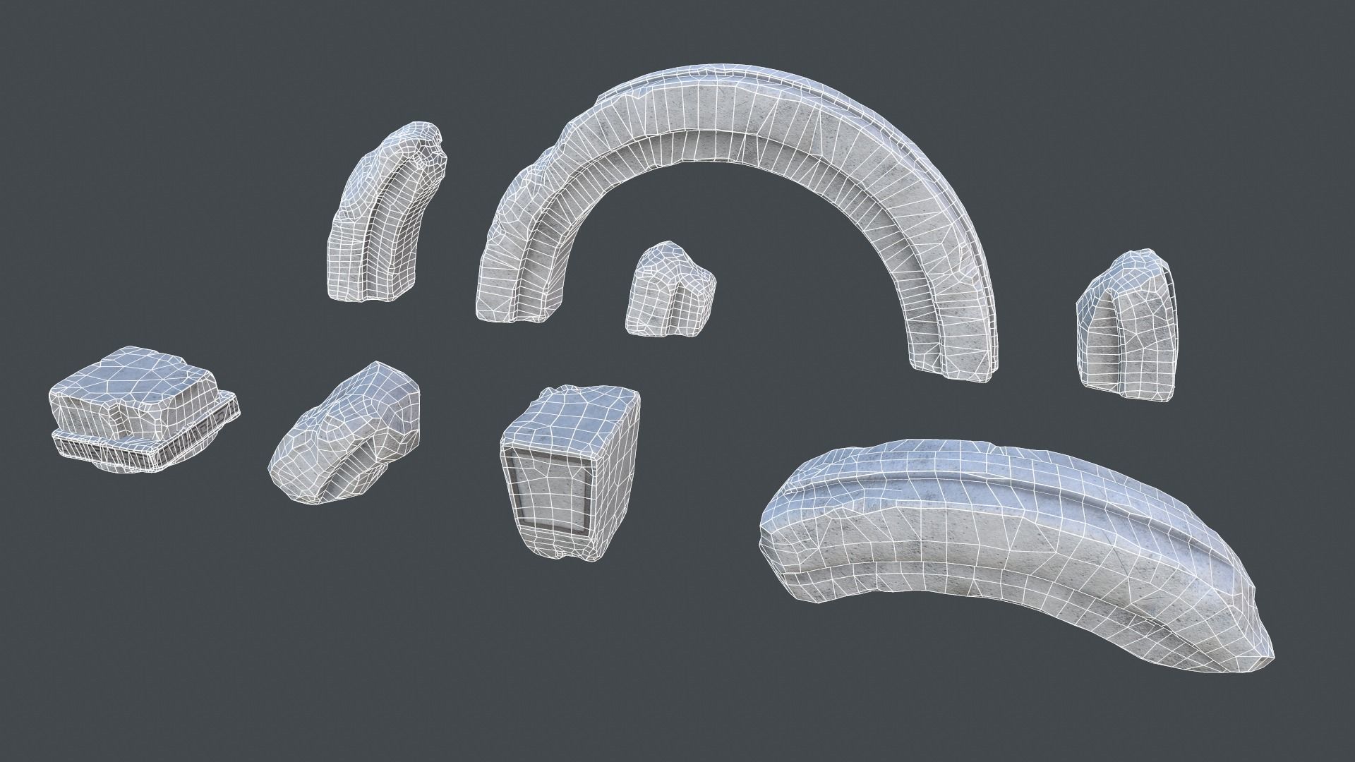 Modular Ruined Columns PBR Low-poly 3D model_8