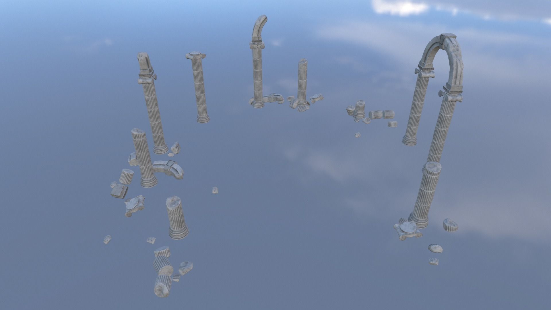 Modular Ruined Columns PBR Low-poly 3D model_5