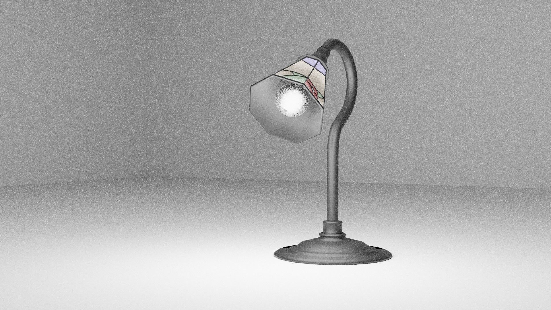 desk and wall lamp Low-poly 3D model_4