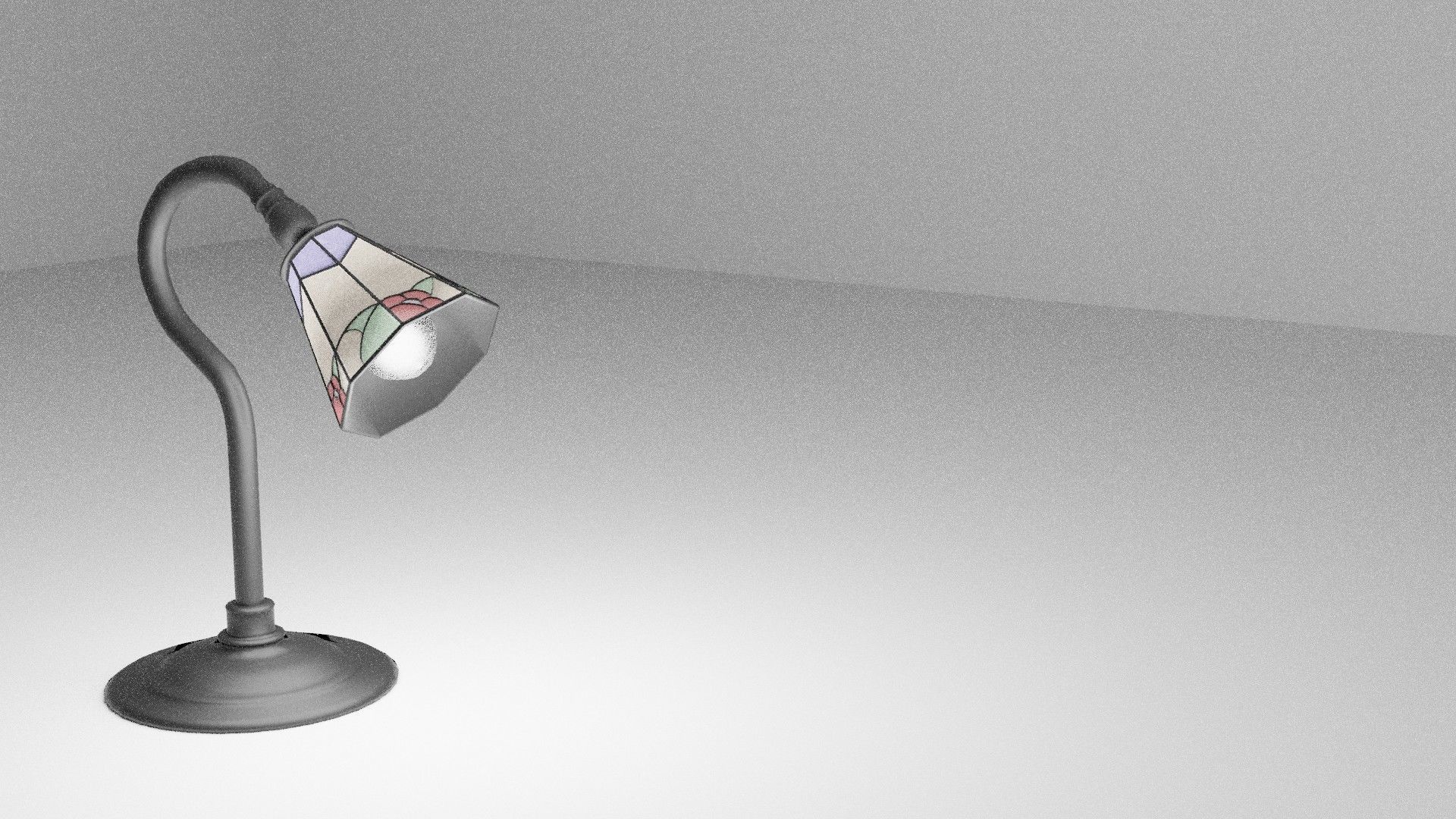 desk and wall lamp Low-poly 3D model_1