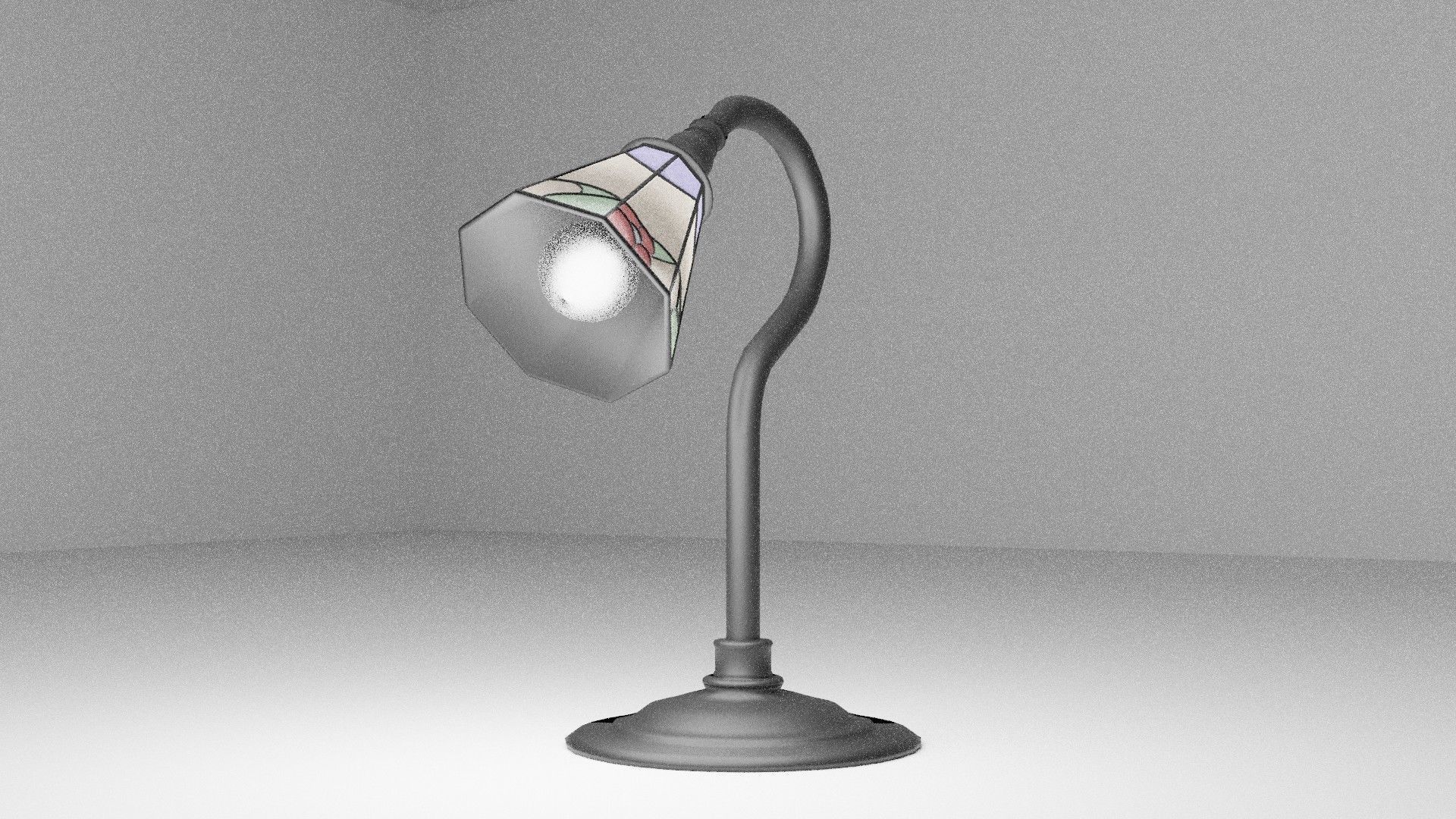 desk and wall lamp Low-poly 3D model_5